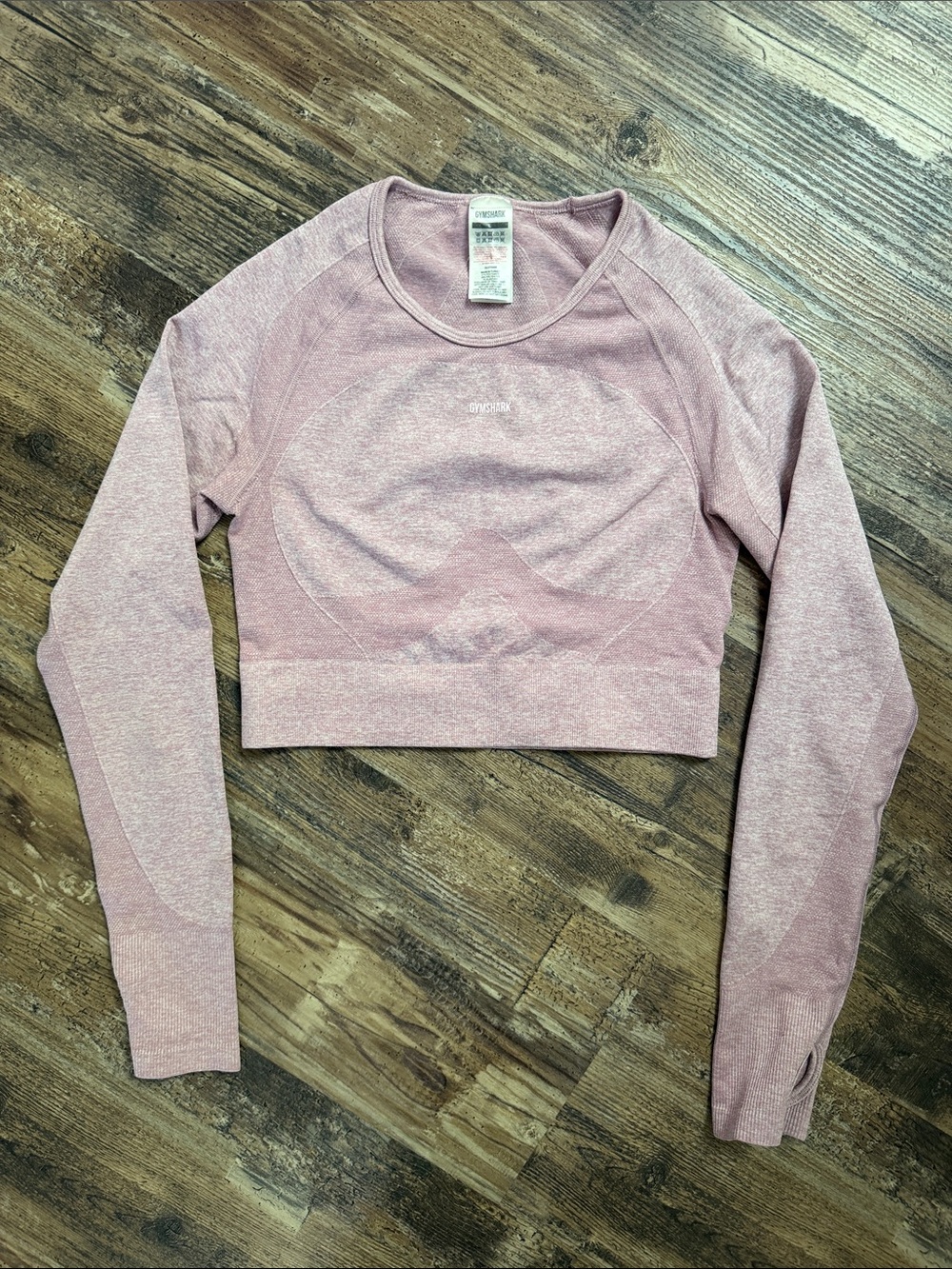 Gymshark Flex Sports Long Sleeve Crop Top Light Purple Marl Size Large